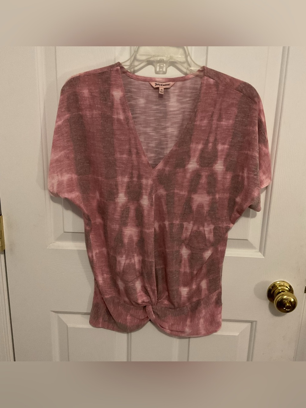 Juicy Couture Dusty Rose Tie-Dye V-Neck Knit Tee